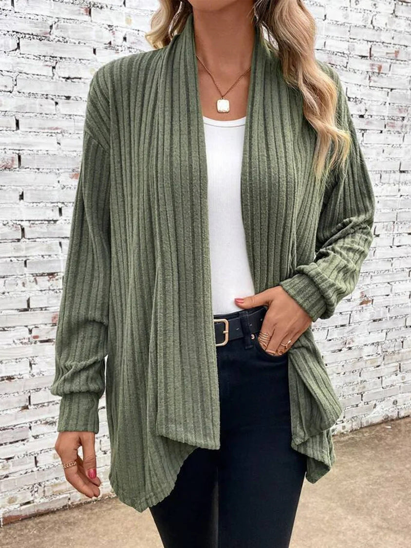 Cardigan drappeggiato a coste Lina