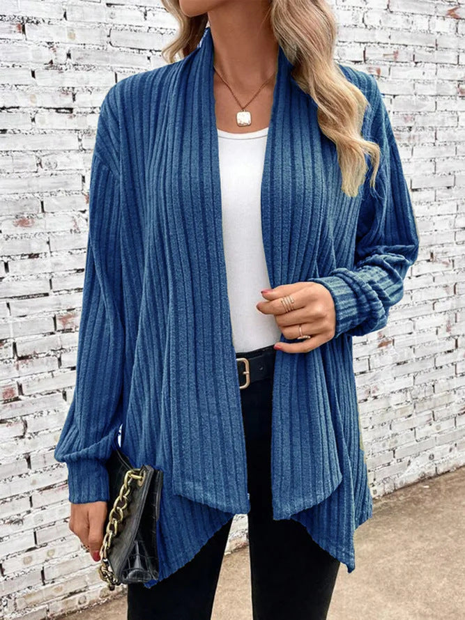 Cardigan drappeggiato a coste Lina