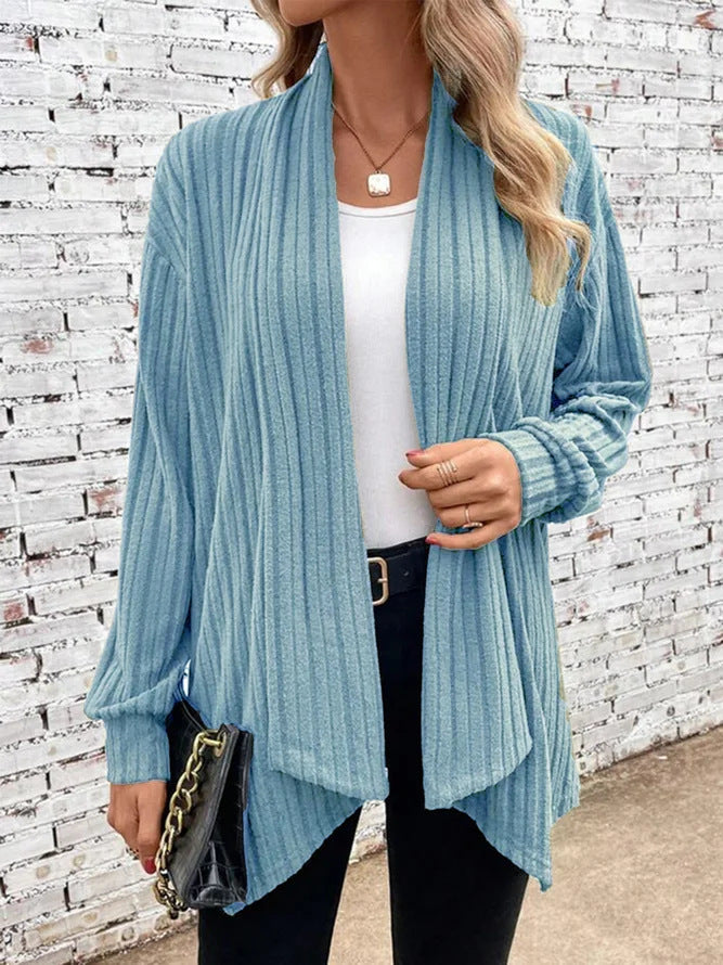 Cardigan drappeggiato a coste Lina