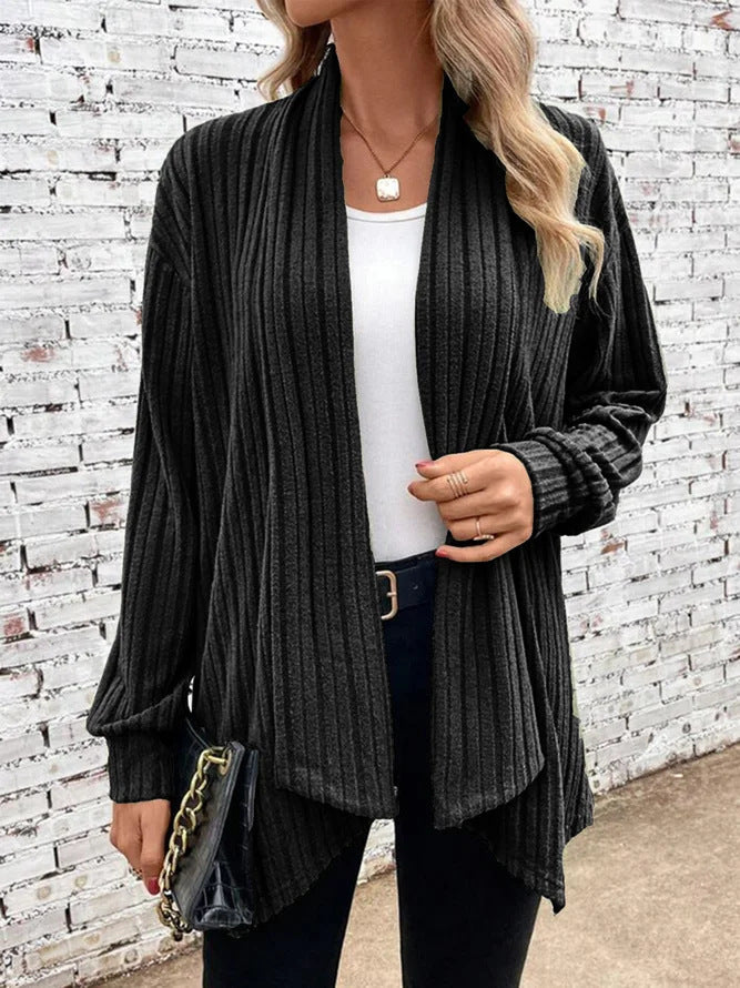 Cardigan drappeggiato a coste Lina