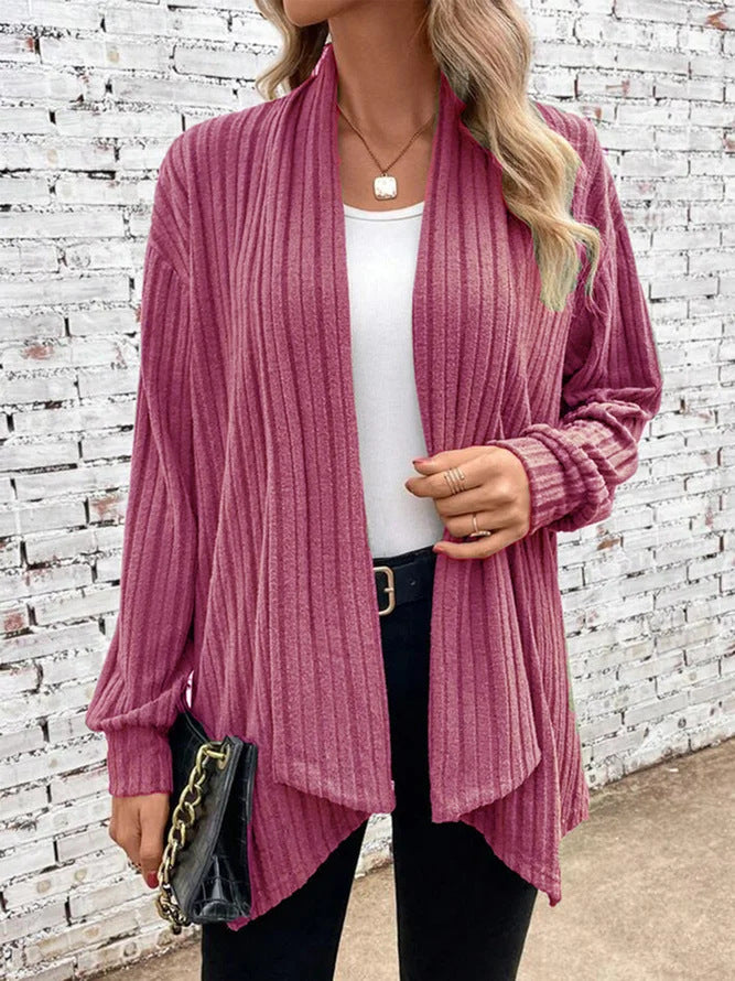 Cardigan drappeggiato a coste Lina