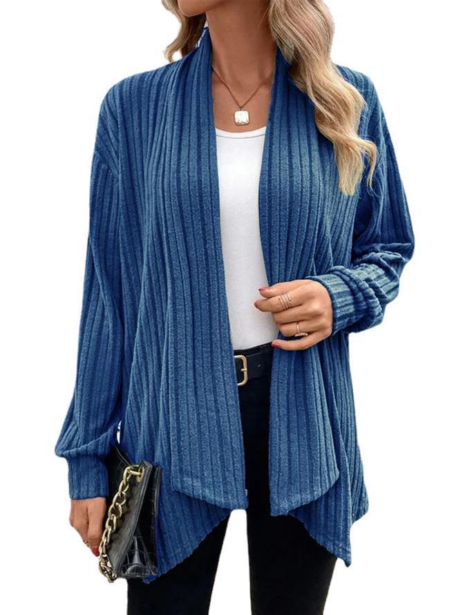 Cardigan drappeggiato a coste Lina