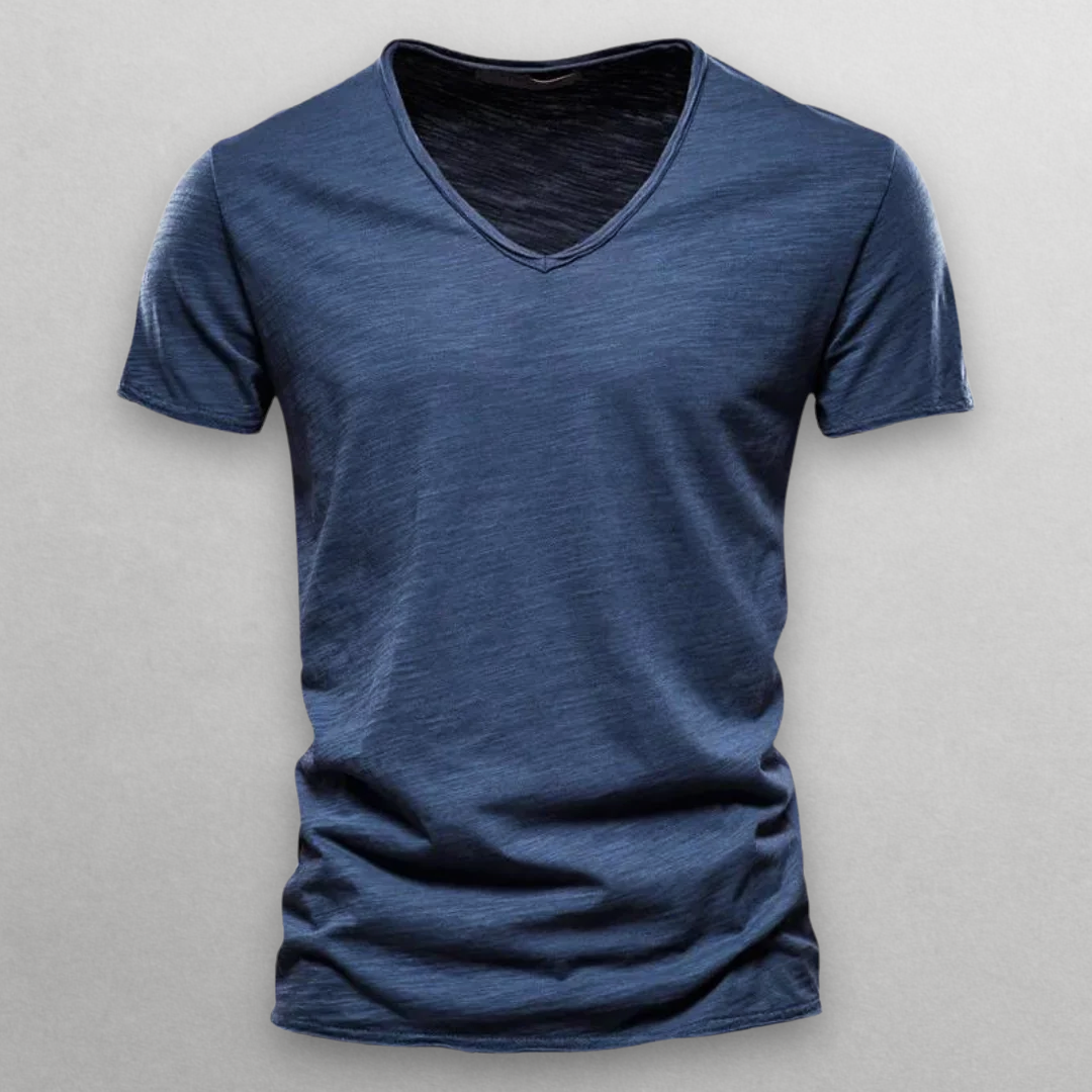 T-shirt Shinari in cotone con scollo a V