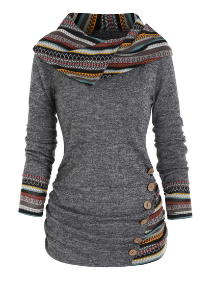 Felpa con cappuccio patchwork Boho da donna