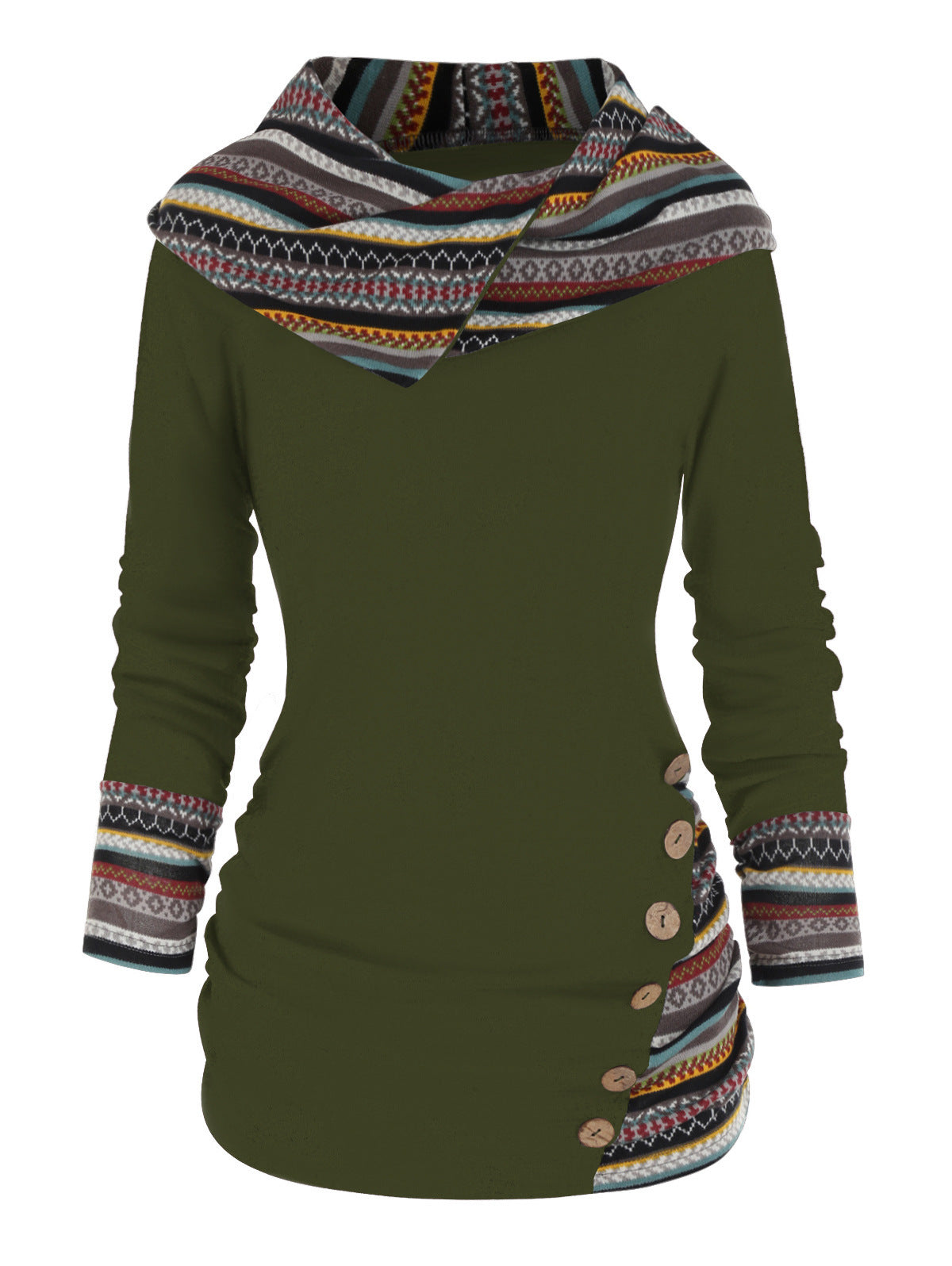 Felpa con cappuccio patchwork Boho da donna