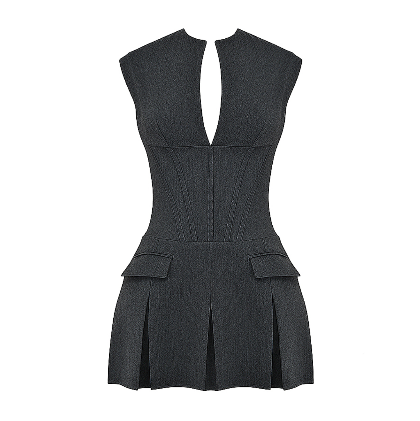 Velina - Mini abito pieghettato a corsetto solido