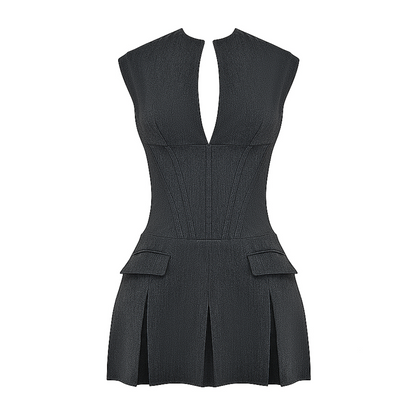 Velina - Mini abito pieghettato a corsetto solido