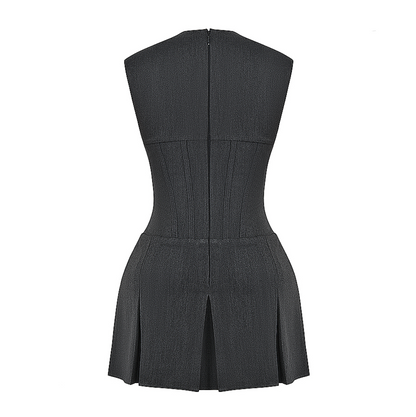 Velina - Mini abito pieghettato a corsetto solido