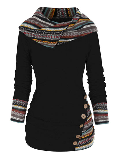 Felpa con cappuccio patchwork Boho da donna