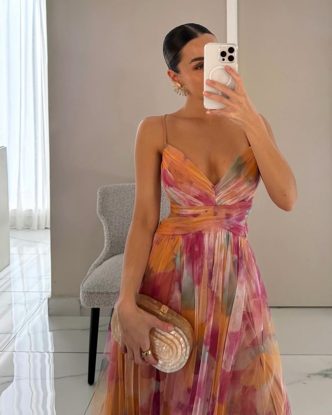 Eirith - Abito lungo elegante con lacci stampato