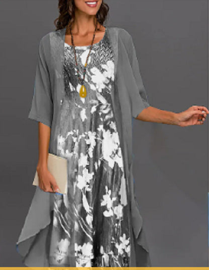 Marlene - Completo abito floreale in chiffon