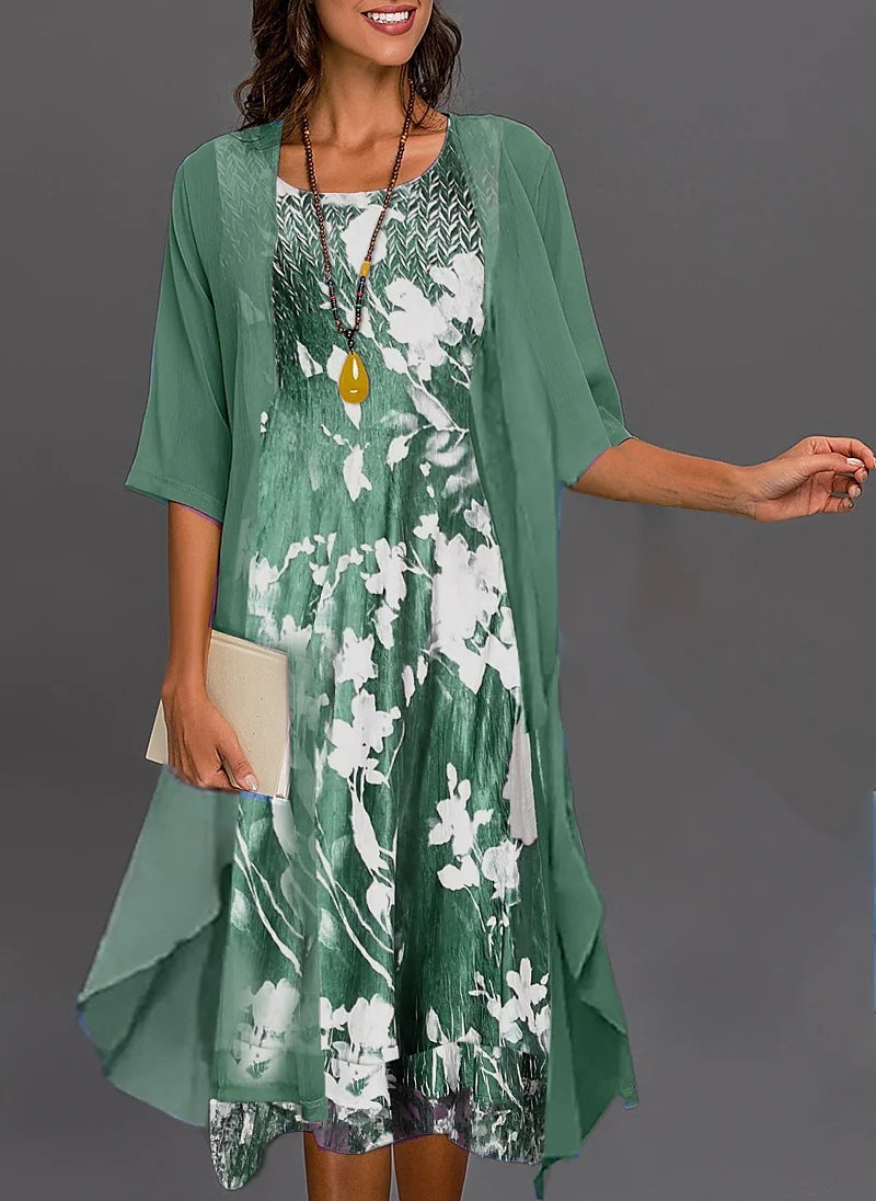 Marlene - Completo abito floreale in chiffon