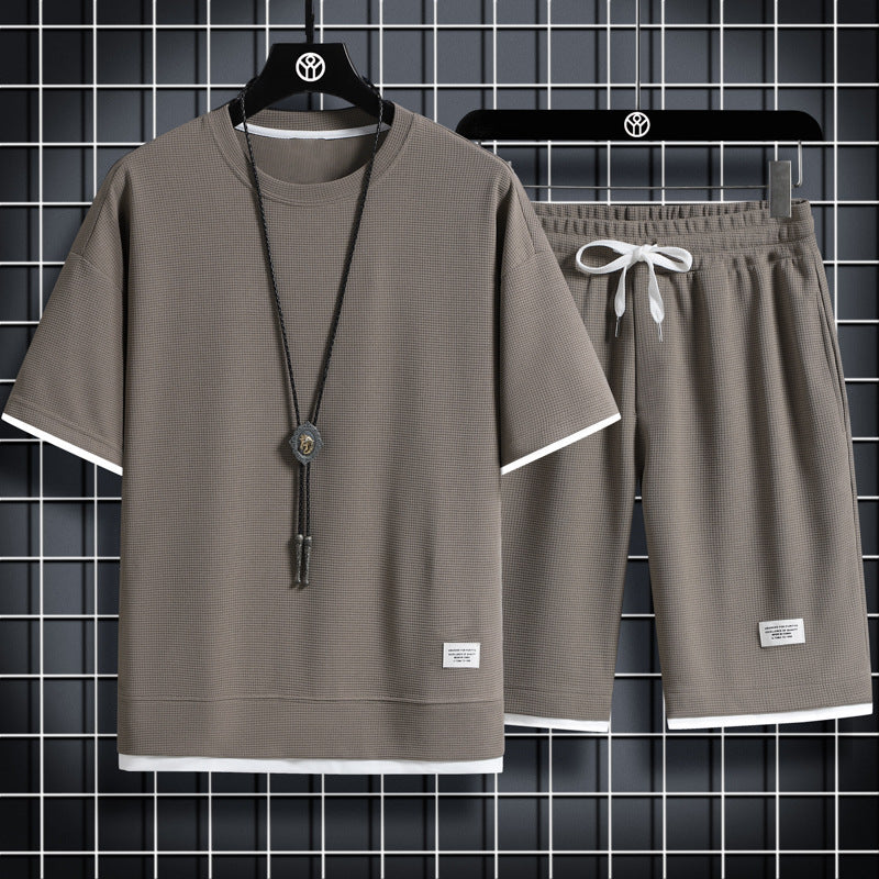 Set lounge in maglia waffle