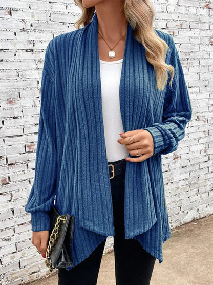 Cardigan drappeggiato a coste Lina