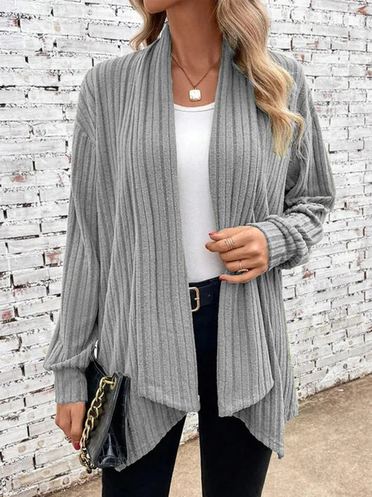 Cardigan drappeggiato a coste Lina