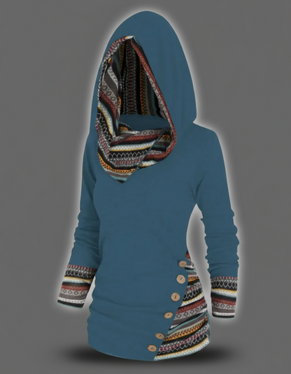 Felpa con cappuccio patchwork Boho da donna