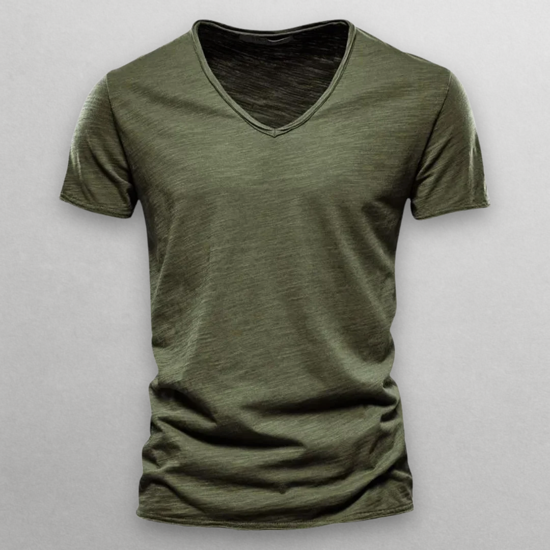 T-shirt Shinari in cotone con scollo a V