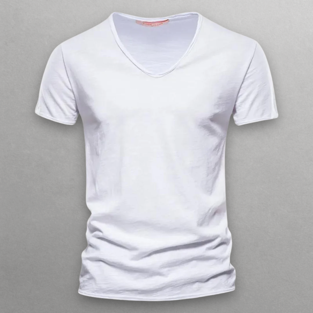 T-shirt Shinari in cotone con scollo a V