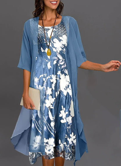 Marlene - Completo abito floreale in chiffon