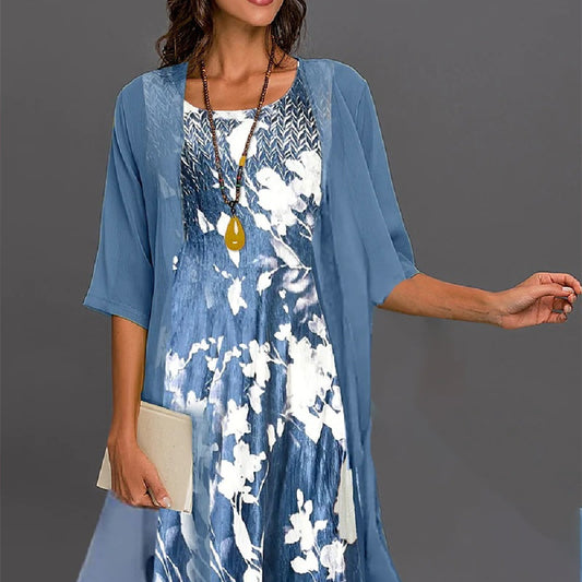 Marlene - Completo abito floreale in chiffon