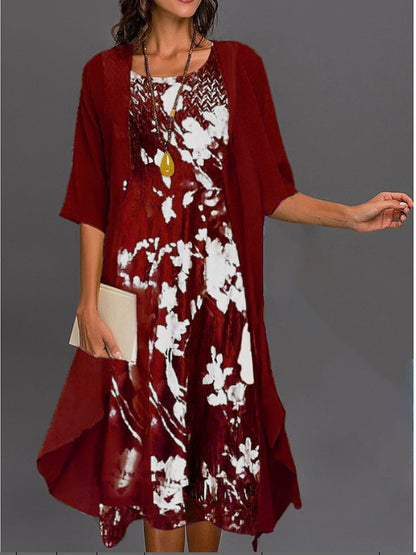 Marlene - Completo abito floreale in chiffon